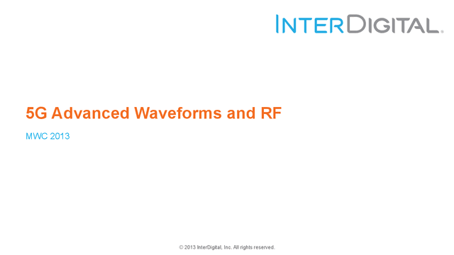 Thumbnail for the Presentation titled 5G Advanced Waveforms and RF
