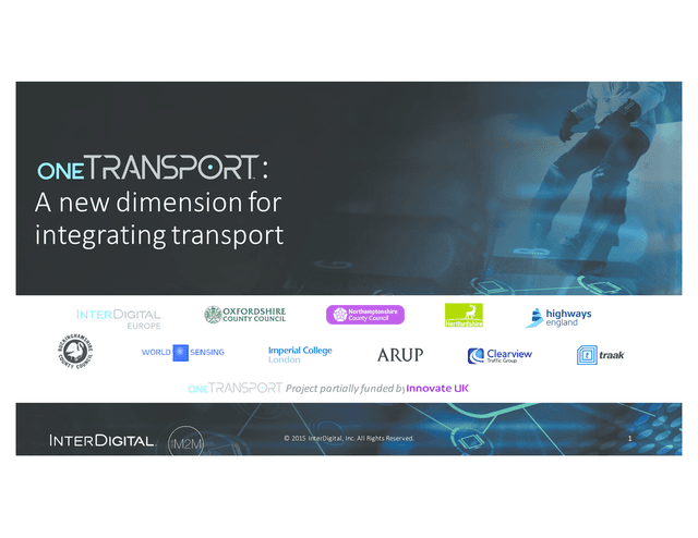 Thumbnail for the Presentation titled oneTRANSPORT: A new dimension for integrating transport (IoT Week Korea 2015)